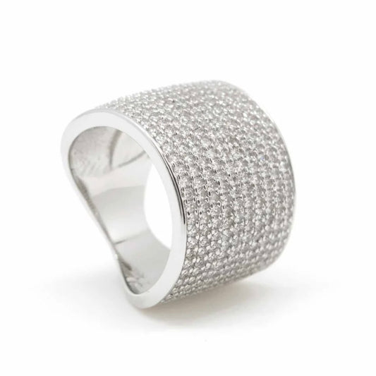 Lineargent anello zirconi design largo