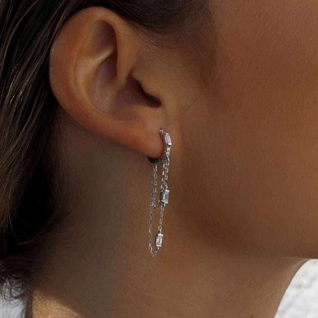 Lineargent orecchini con pendenti argento design cotone