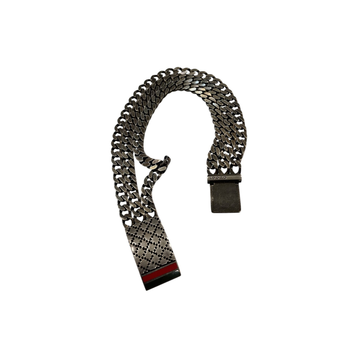 Gucci bracciale diamantissima in argento con smalto verde e rosso