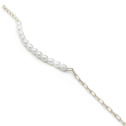 Lineargent bracciale di perle con design a catena con graffetta