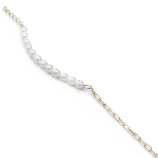 Lineargent bracciale di perle con design a catena con graffetta