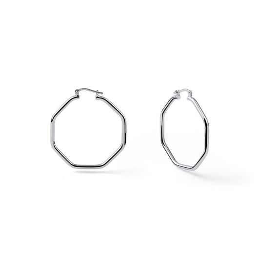 Unoaerre orecchini argentati a cerchio ottagonalem