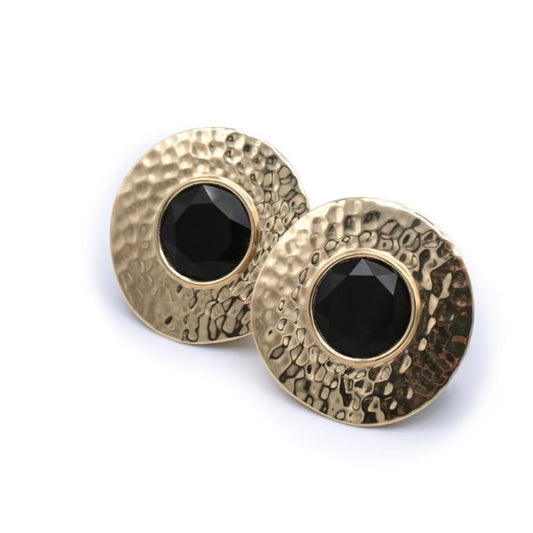 Aquaforte orecchini Nuova Retrò con pasta vitrea tonda nera