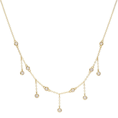 Lineargent collana con ciondolo in argento con motivo a cascata di zirconi placcati in oro