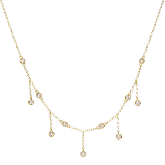 Lineargent collana con ciondolo in argento con motivo a cascata di zirconi placcati in oro
