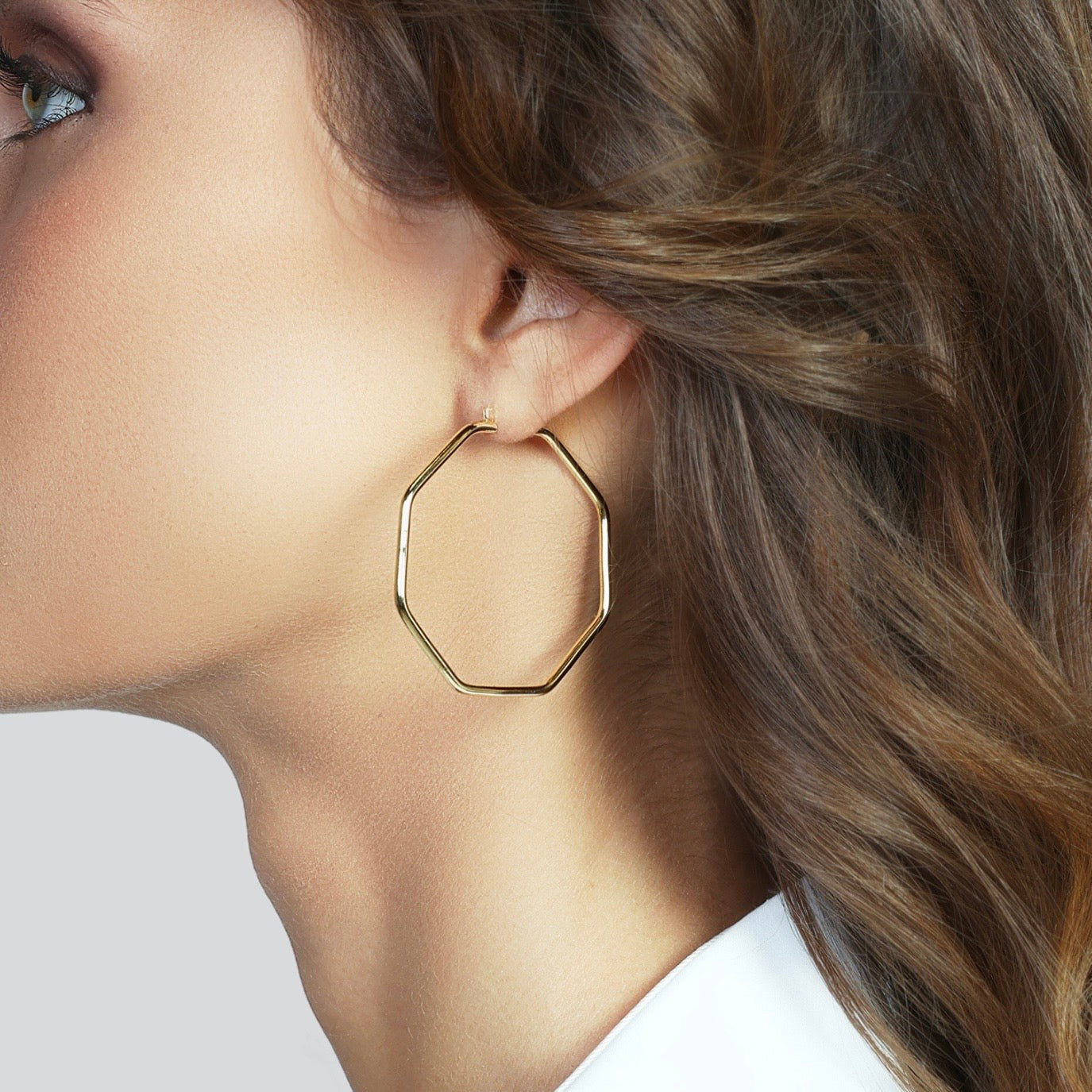 Unoaerre orecchini a cerchio ottagonale dorati