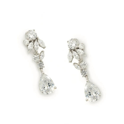 Lineargent orecchini pendenti design floreale con zirconit