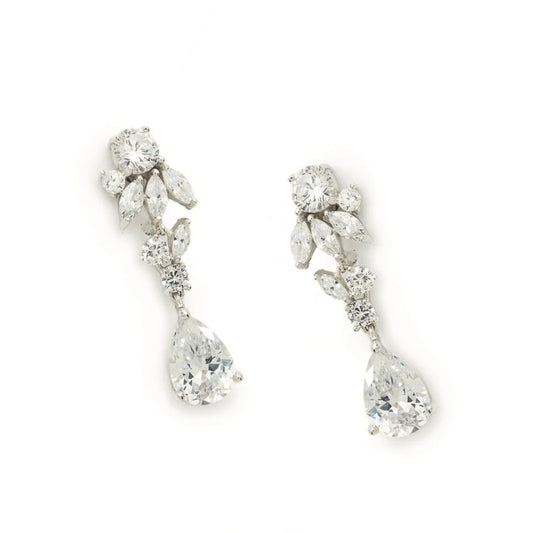 Lineargent orecchini pendenti design floreale con zirconit
