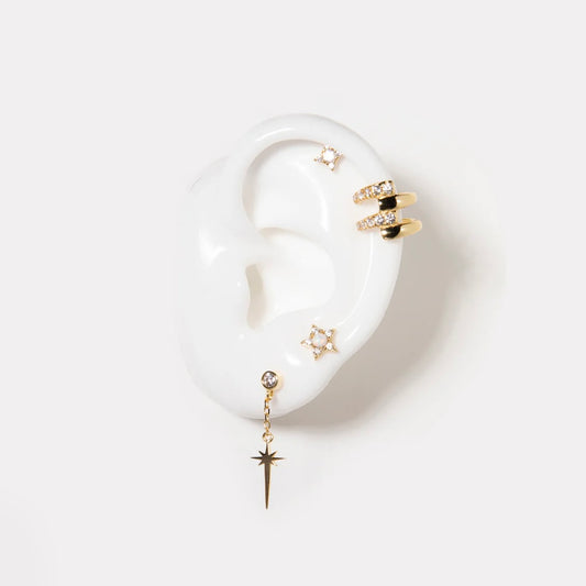 Lineargent confezione di piercing a forma di stella d'argento