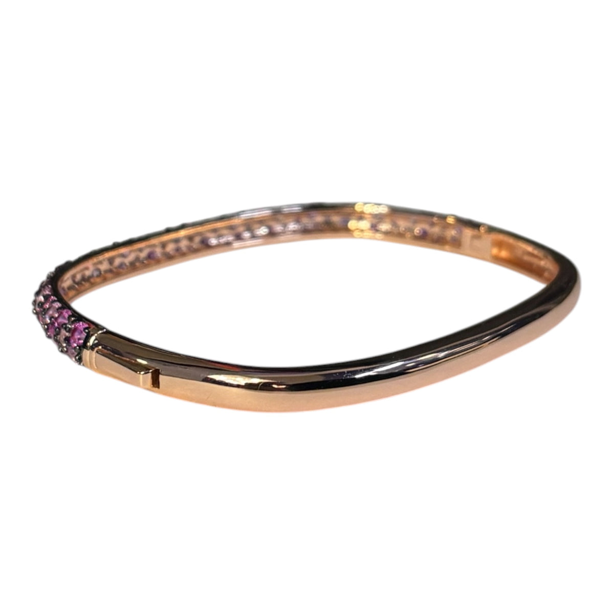 Idandi bracciale rigido in argento rosato con zirconi rosa