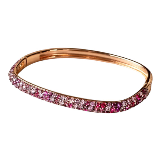 Idandi bracciale rigido in argento rosato con zirconi rosa
