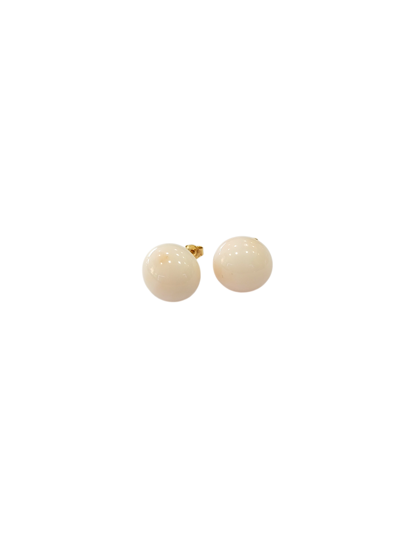 Orecchino in Corallo Rosato Bottoni mm 14 e oro 18 kt