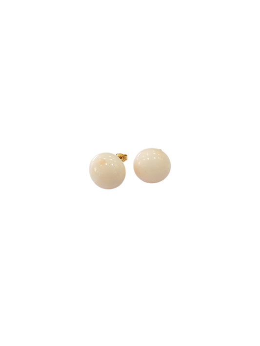 Orecchino in Corallo Rosato Bottoni mm 14 e oro 18 kt