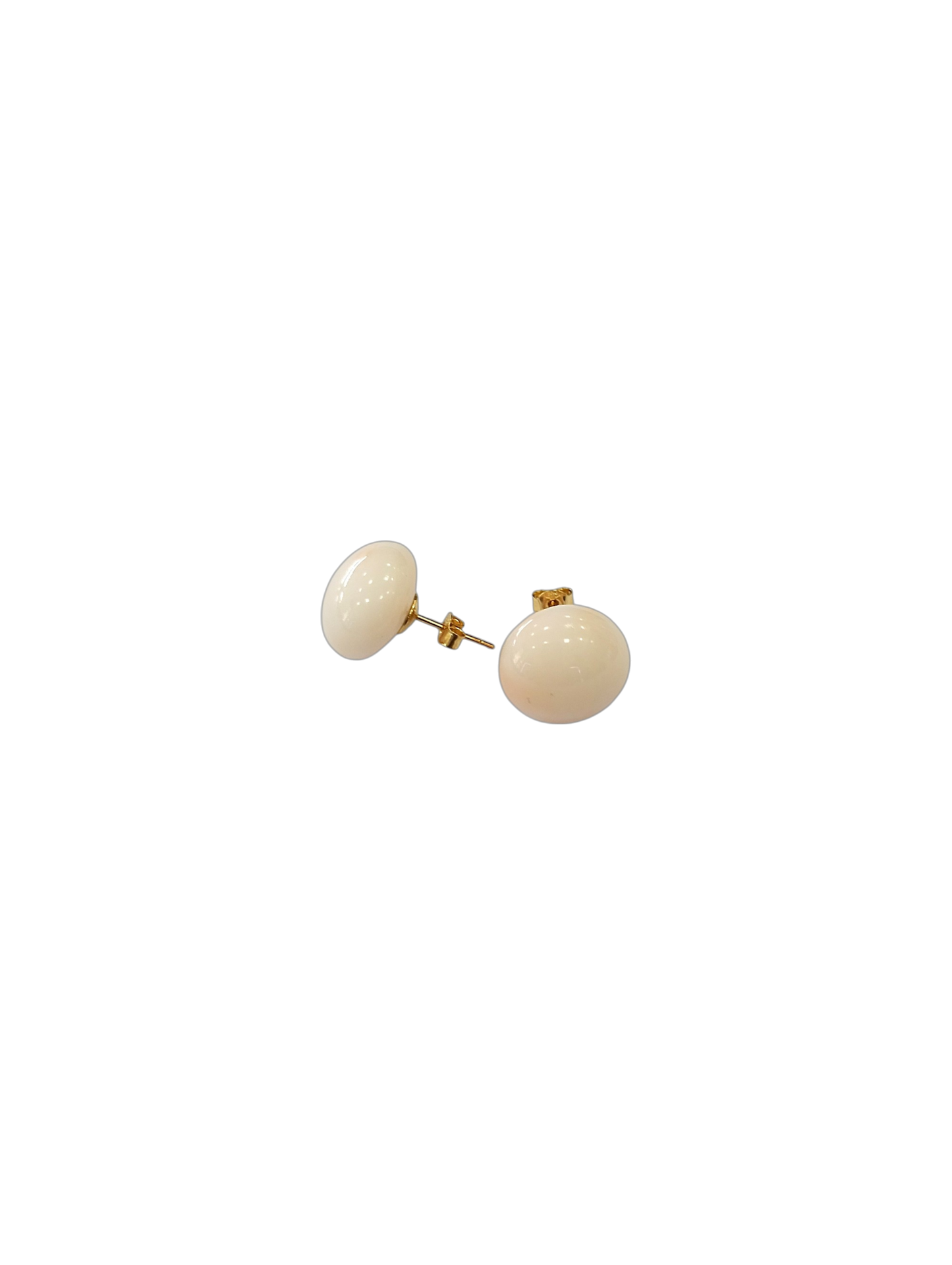 Orecchino in Corallo Rosato Bottoni mm 14 e oro 18 kt