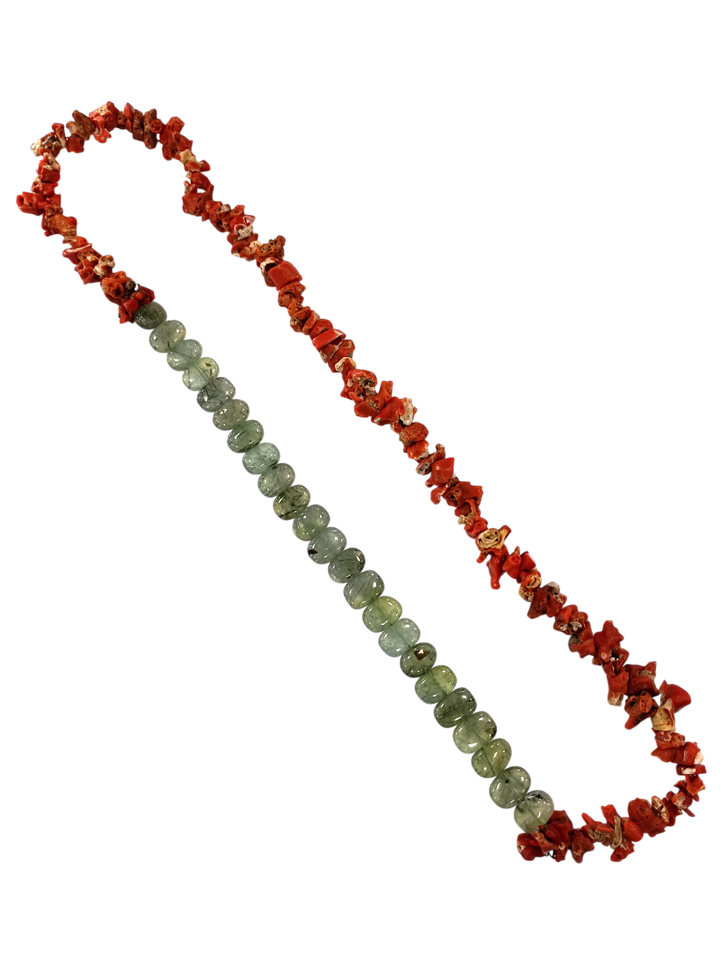 Collana in Corallo Mediterraneo Spezzato e Prinite – 70 cm – Lavorazione Artigianale