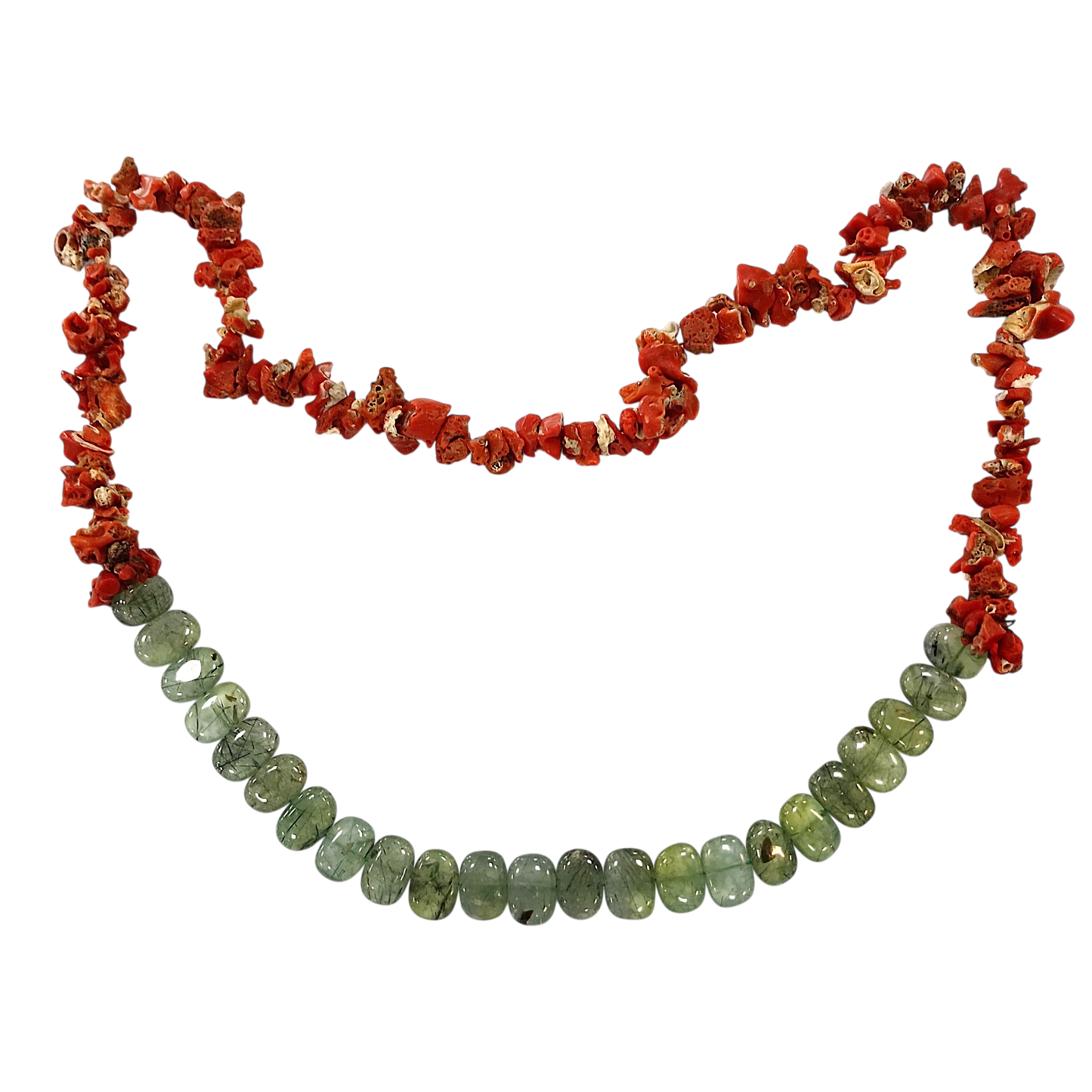 Collana in Corallo Mediterraneo Spezzato e Prinite – 70 cm – Lavorazione Artigianale