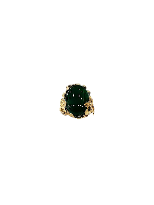 Anello in Argento 925 Dorato – Collezione Fiori Daphne Pietre in Agata Verde 20×15 mm