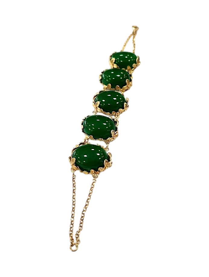 Bracciale Collezione Daphne – Argento 925 Dorato con 5 Agate 20×15 mm