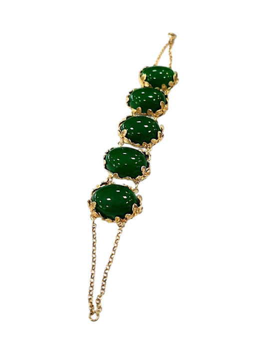 Bracciale Collezione Daphne – Argento 925 Dorato con 5 Agate 20×15 mm