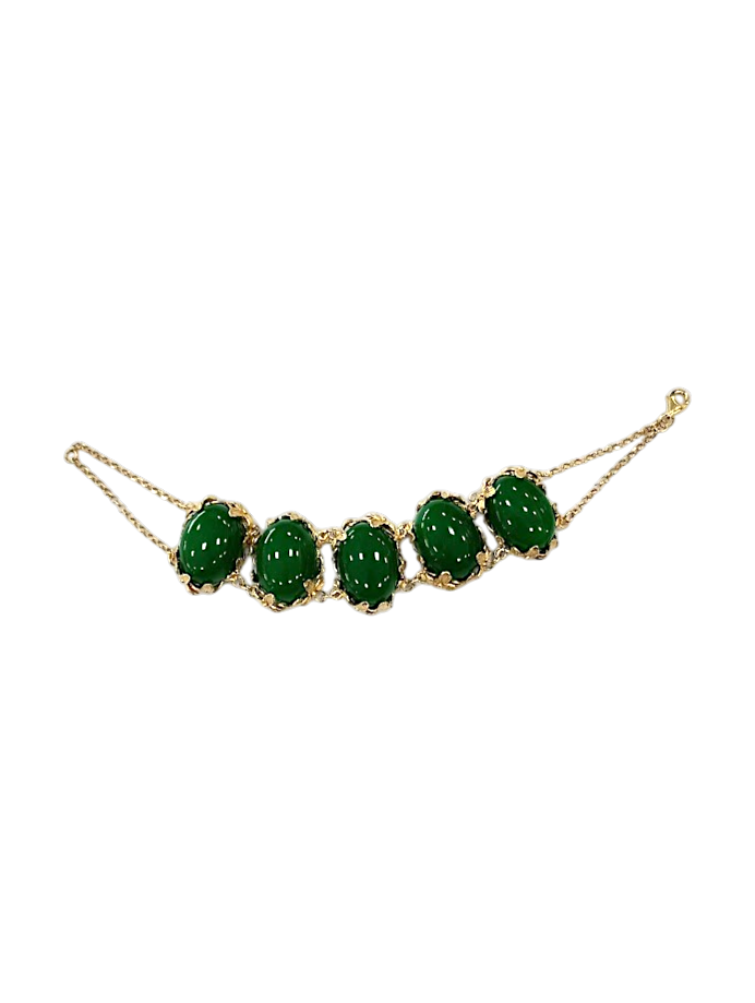 Bracciale Collezione Daphne – Argento 925 Dorato con 5 Agate 20×15 mm