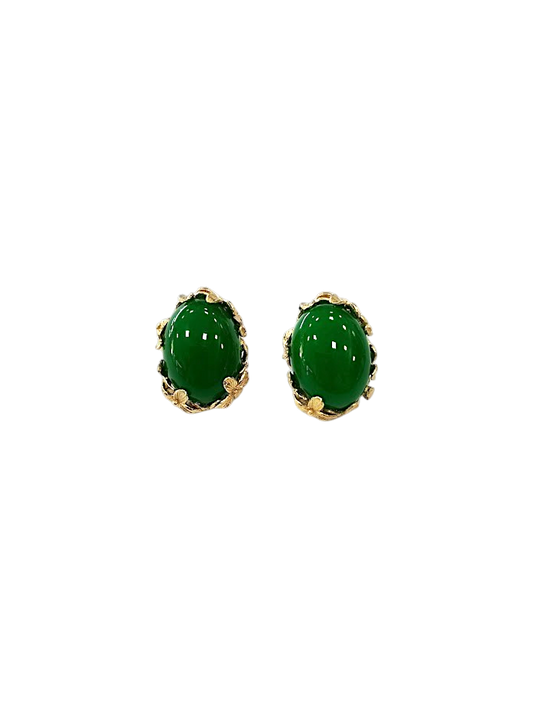 Orecchini Collezione Daphne – Argento 925 Dorato con Agate Verdi 20×15 mm