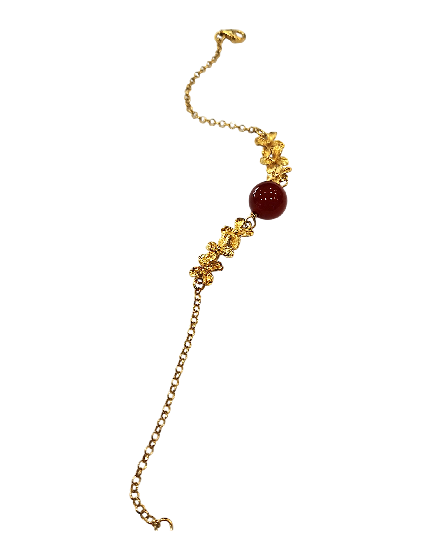 Bracciale Collezione Daphne – Argento 925 Dorato con Agata Rossa 10 mm