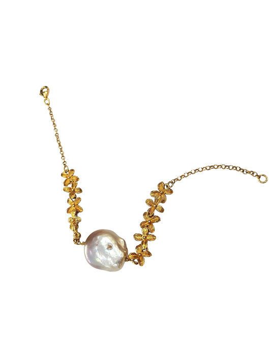 Bracciale Collezione Daphne – Argento 925 Dorato con Perla Barocca