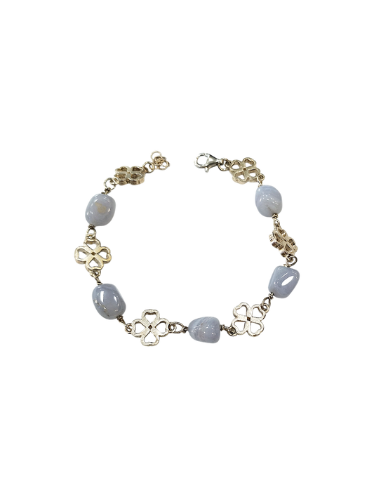 Bracciale Collezione Lucky- Quadrifoglio con calcedonio