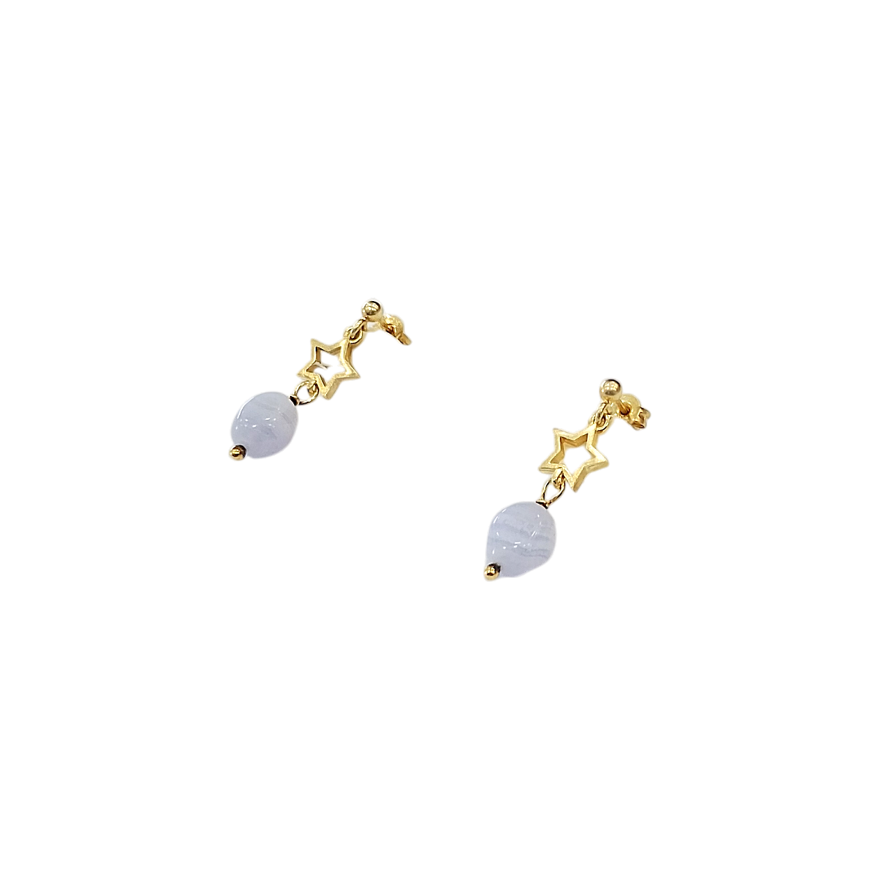 Orecchini Collezione Lucky – Argento 925 dorato, Calcedonio e Stella