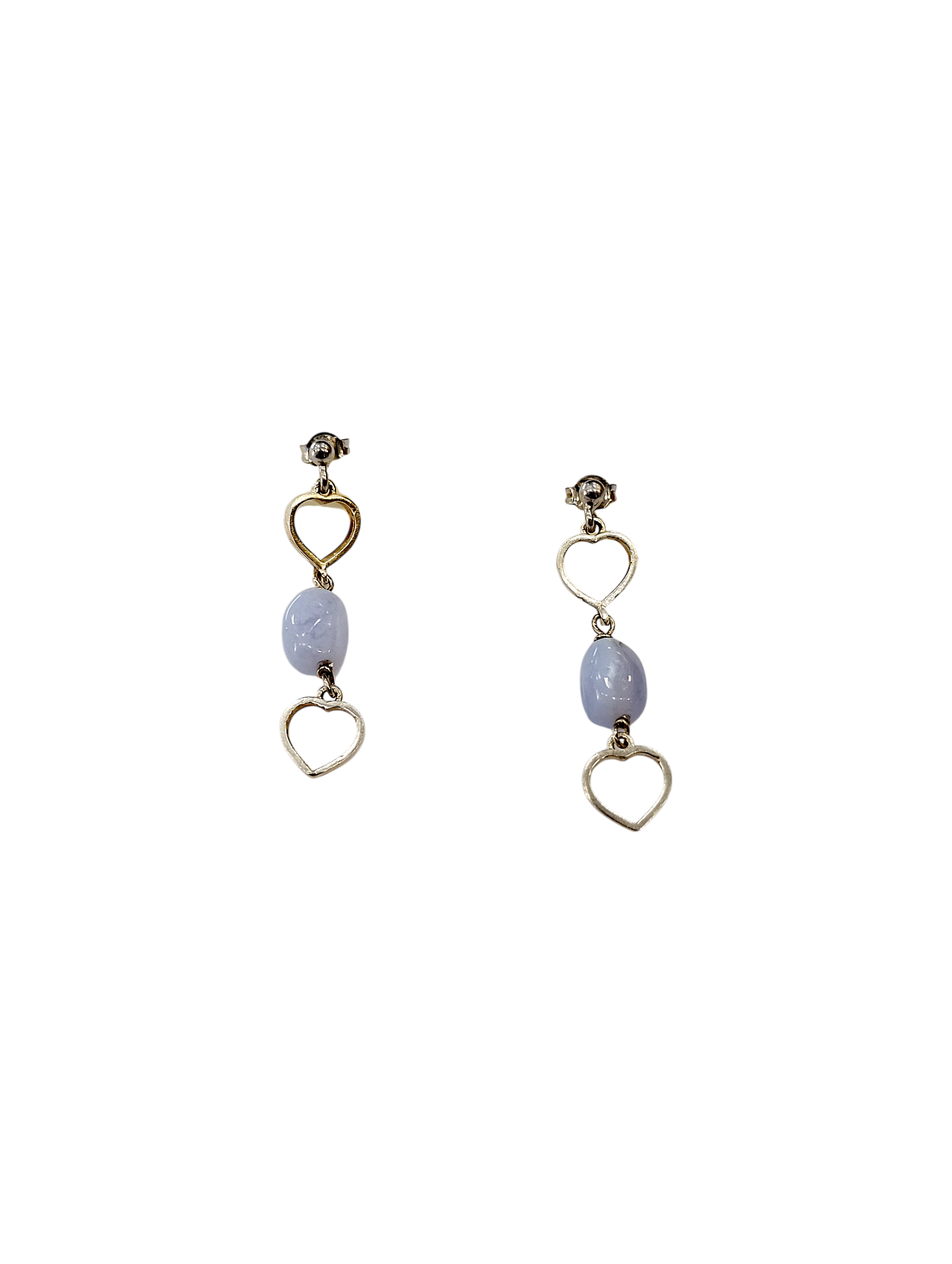 Orecchini Collezione Lucky – Argento 925, Calcedonio e Cuore