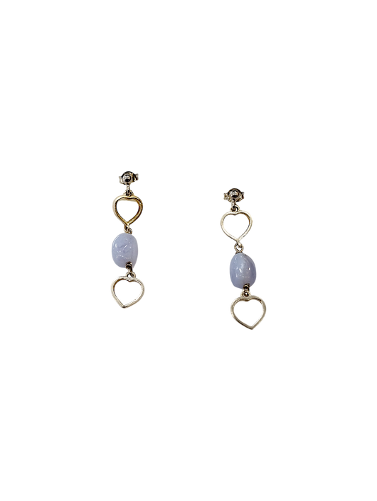 Orecchini Collezione Lucky – Argento 925, Calcedonio e Cuore