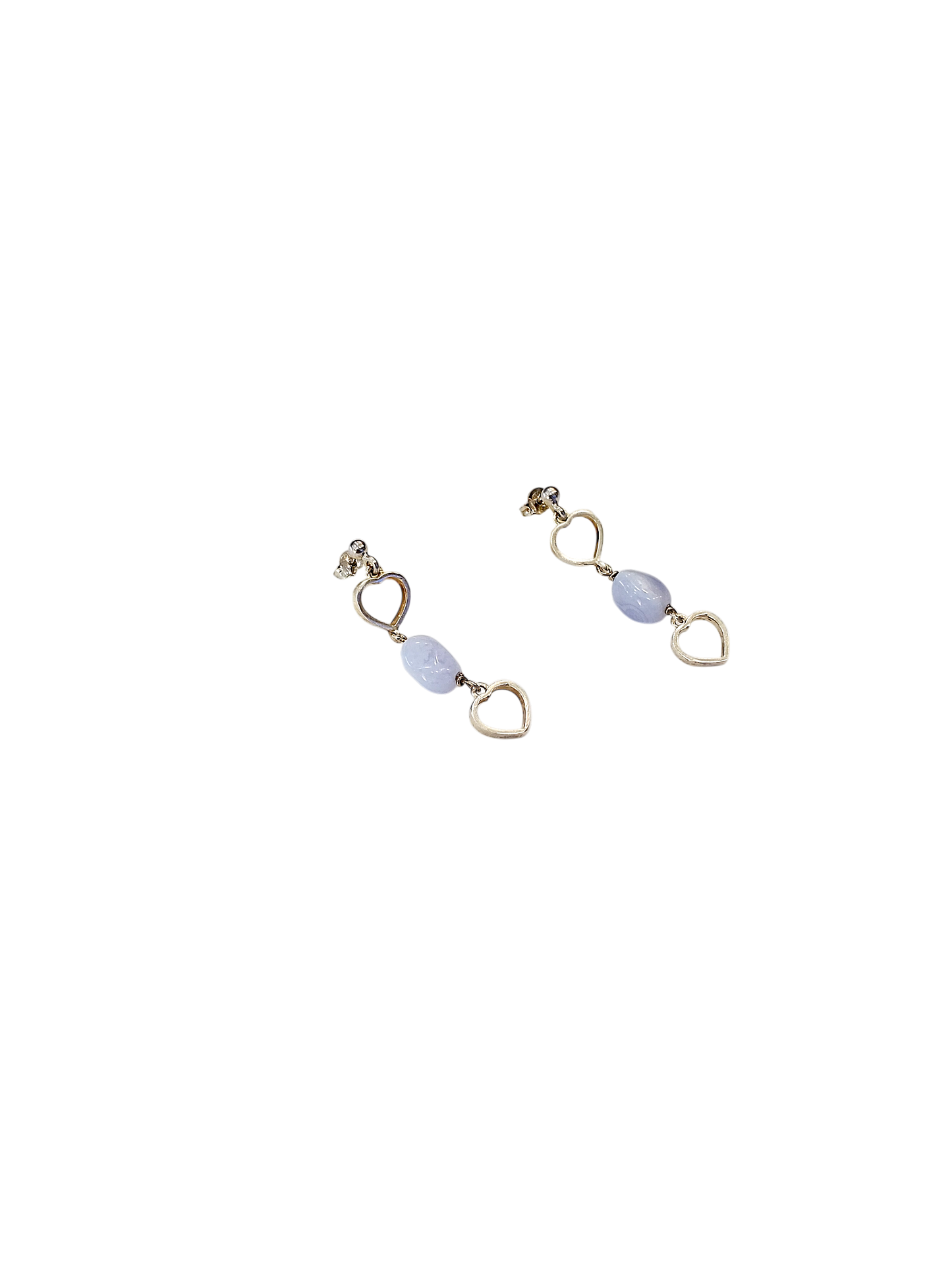 Orecchini Collezione Lucky – Argento 925, Calcedonio e Cuore