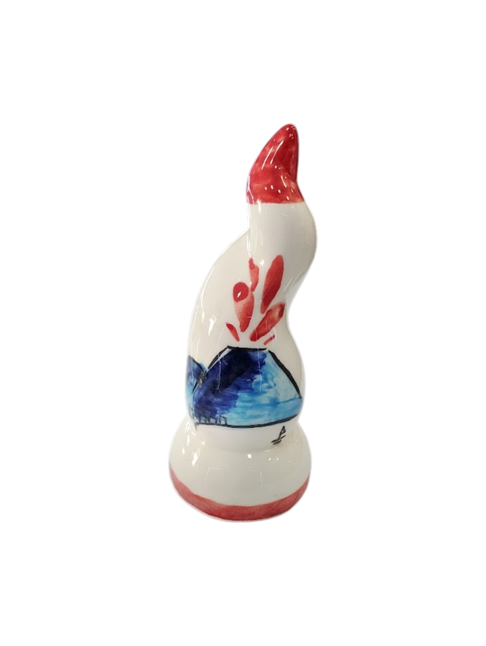 Corno in ceramica bianca disegnato a mano – Vesuvio | h 13 cm