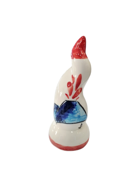 Corno in ceramica bianca disegnato a mano – Vesuvio | h 13 cm