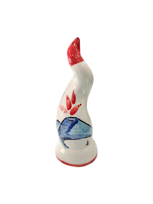 Corno in ceramica bianca disegnato a mano – Vesuvio | h 20 cm