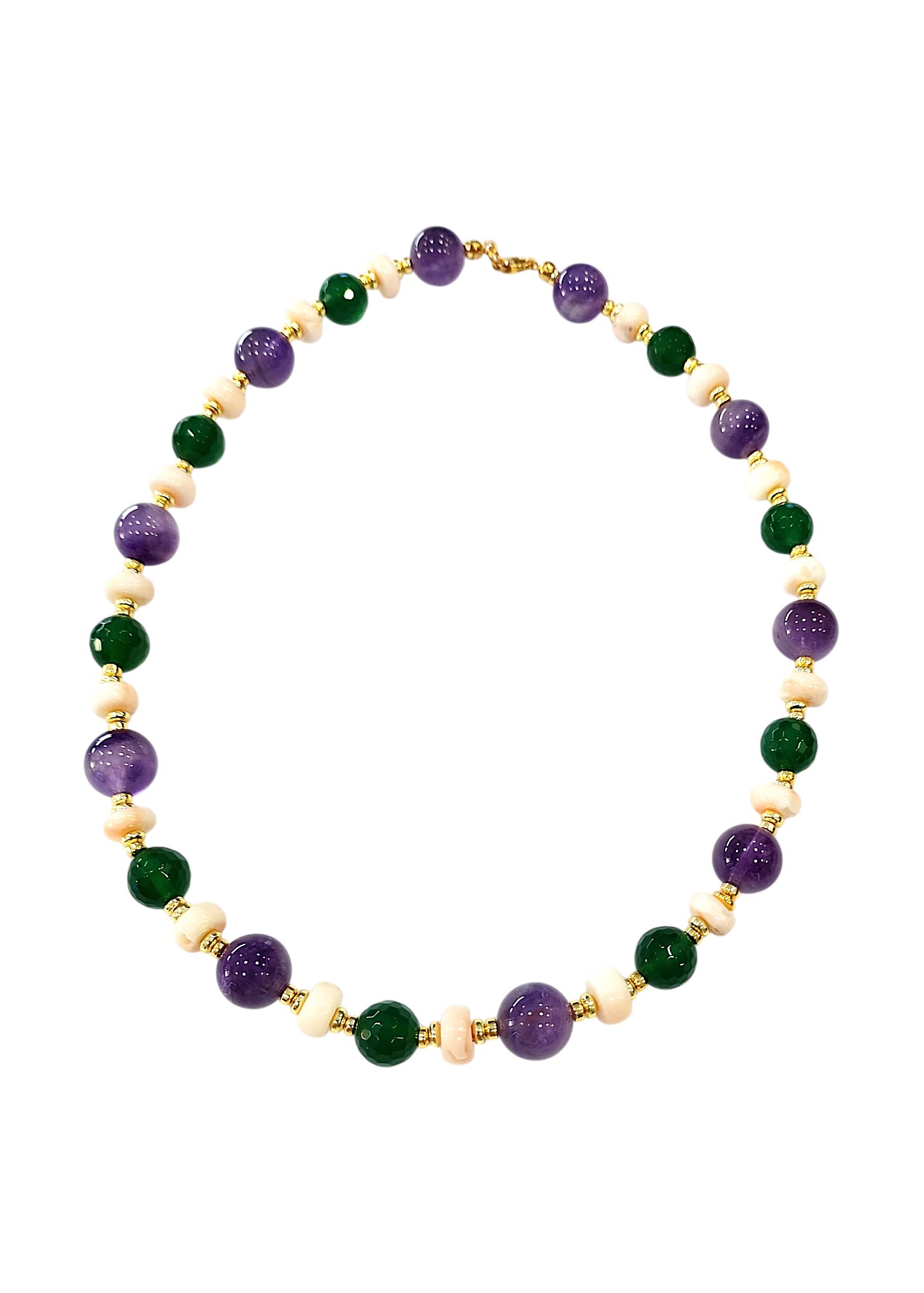 Collana Girocollo in Corallo Rosa Naturale Giappone e Pietre Dure – Argento 925 Dorato (45 cm)