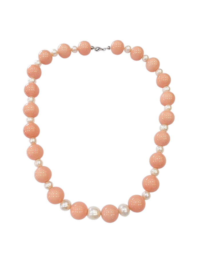 Collana Pallini Oceanico Rosa e Perle d’Acqua Dolce – Argento 925 (55 cm)