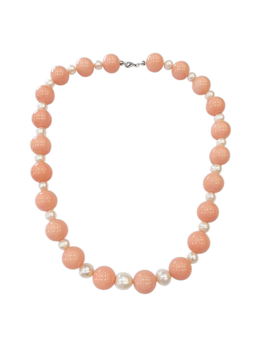 Collana Pallini Oceanico Rosa e Perle d’Acqua Dolce – Argento 925 (55 cm)