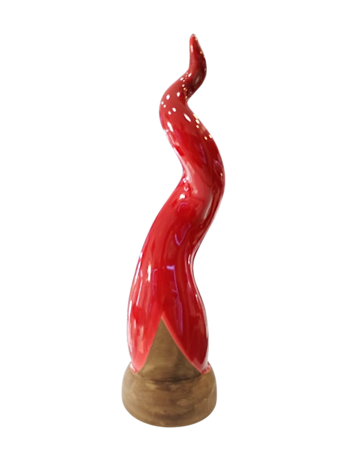 Corno Scaramantico in Ceramica Rossa – Vesuvio Effetto Lava | 39 cm