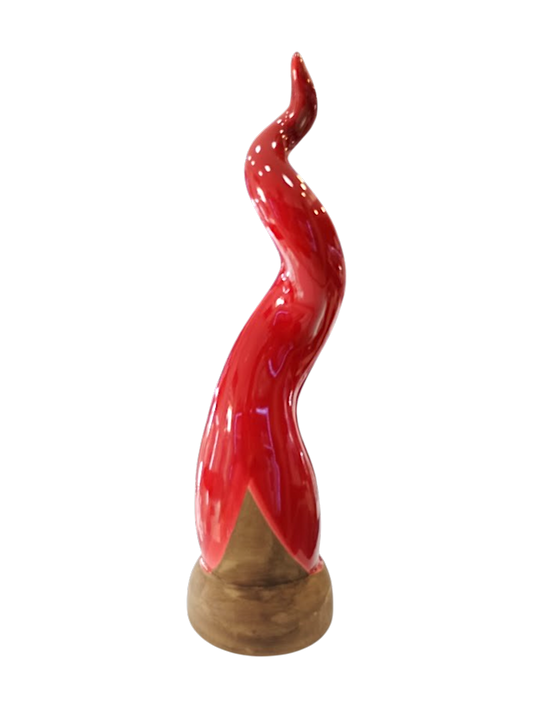 Corno Scaramantico in Ceramica Rossa – Vesuvio Effetto Lava | 39 cm