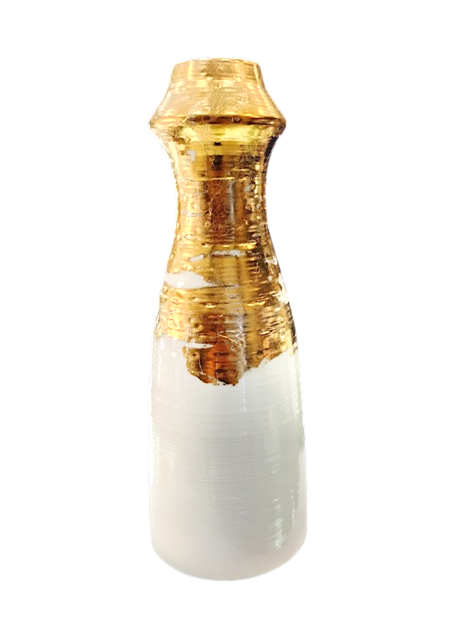 Vaso Alto h40 Portafiori con Decoro Dorato