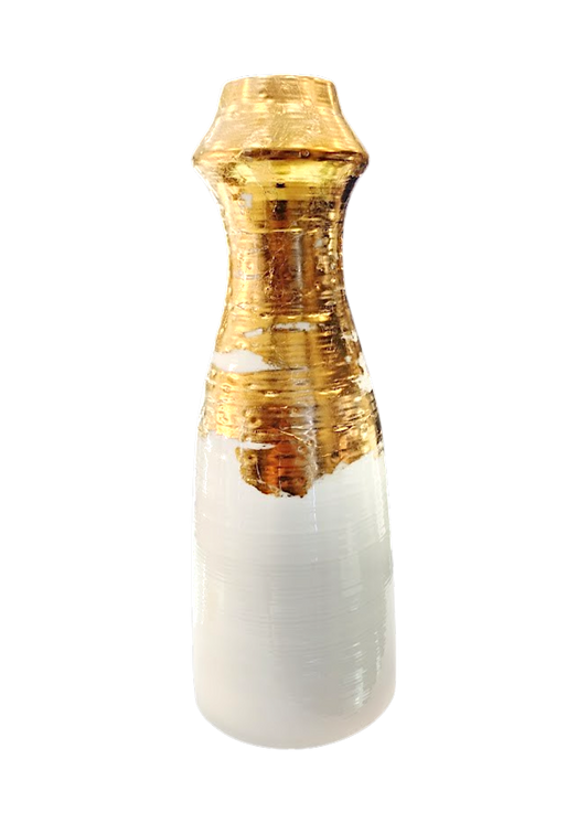 Vaso Alto h40 Portafiori con Decoro Dorato
