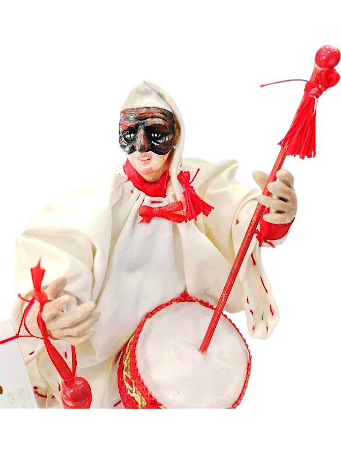 Pulcinella in Ceramica – 30 cm | Con Putipù e corno