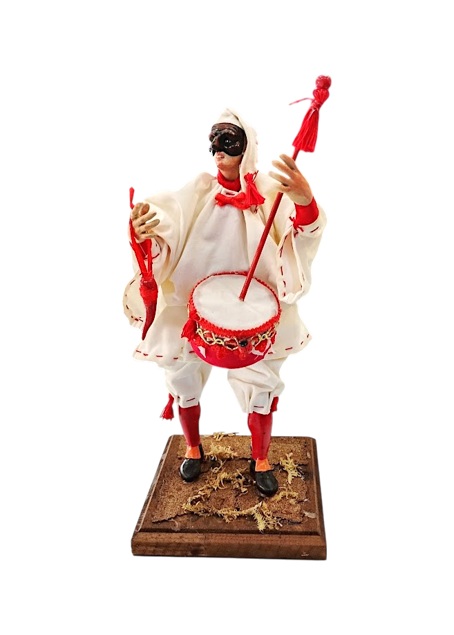 Pulcinella in Ceramica – 30 cm | Con Putipù e corno
