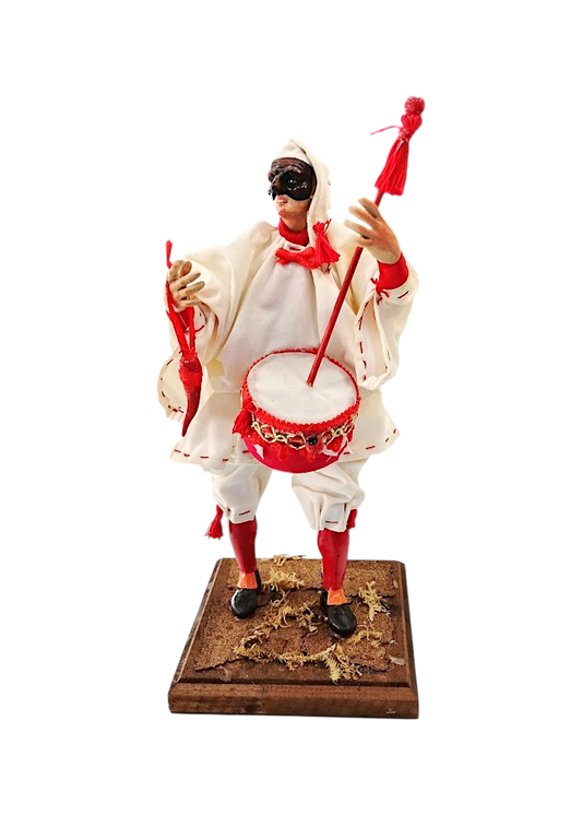 Pulcinella in Ceramica – 30 cm | Con Putipù e corno