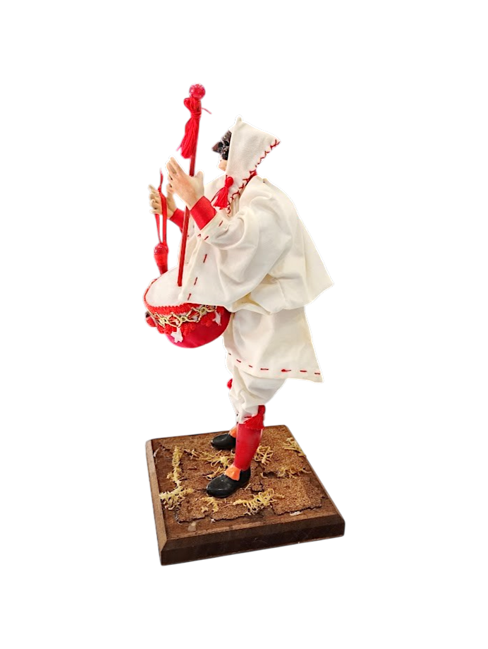 Pulcinella in Ceramica – 30 cm | Con Putipù e corno