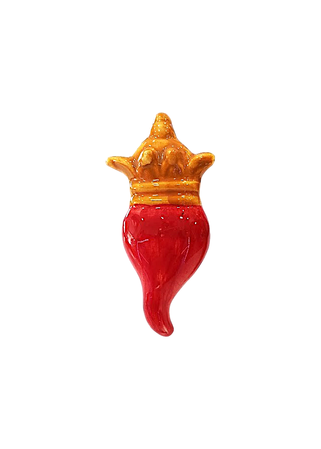 Corno in Ceramica Rossa h.10 con Corona Dorata – Tradizione, protezione e prestigio partenopeo