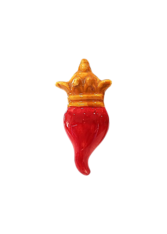 Corno in Ceramica Rossa h.10 con Corona Dorata – Tradizione, protezione e prestigio partenopeo