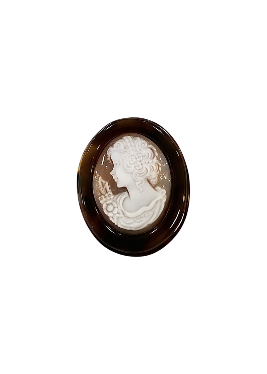 Cameo in Conchiglia Sardonica 30 mm con base di Tataruga mm 40 e Argento 925