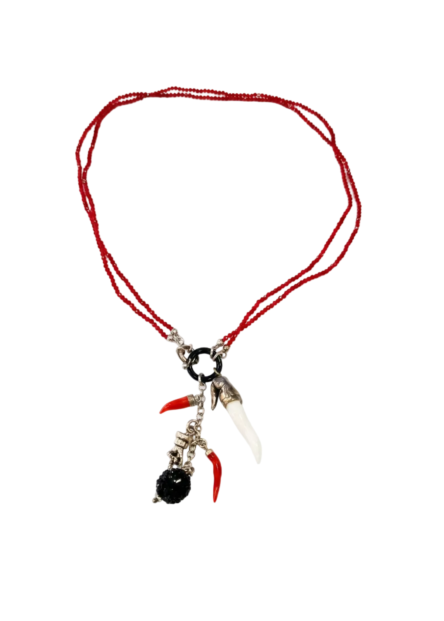Collana Lucky Stone – Onice, Rubino e Ciondoli Portafortuna – Argento 925